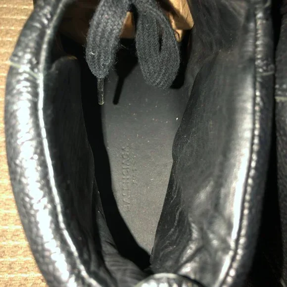 Balenciaga Men's Black Arena Leather Boots.